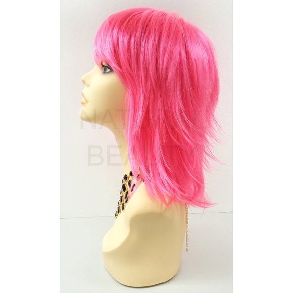 Hot pink layered shag wig 12\